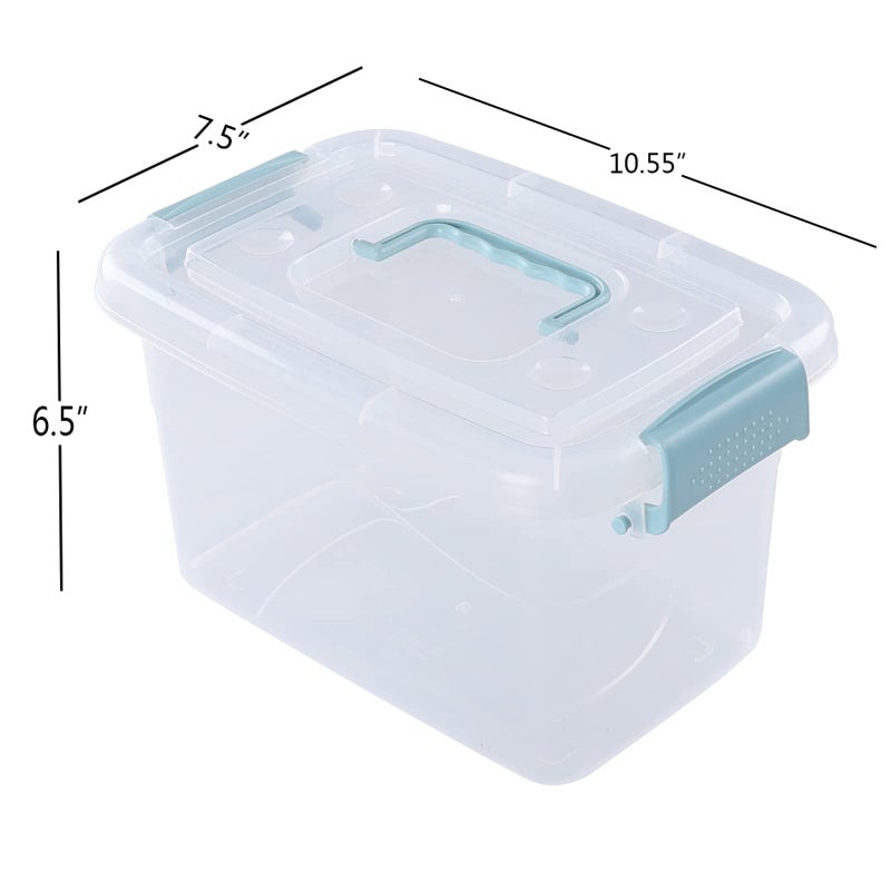 Hespama 6 Packs 6 Quart Lidded Storage Bin, Plastic Latch Container Box with Handle - Image 3